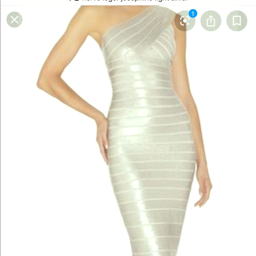 Herve Leger Josephine dress in light silver